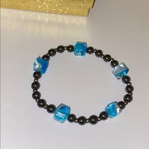 Silver and blue bracelet